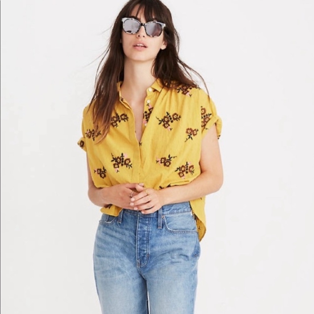 Madewell XXS Embroidered Swiss Dot Hilltop Shirt